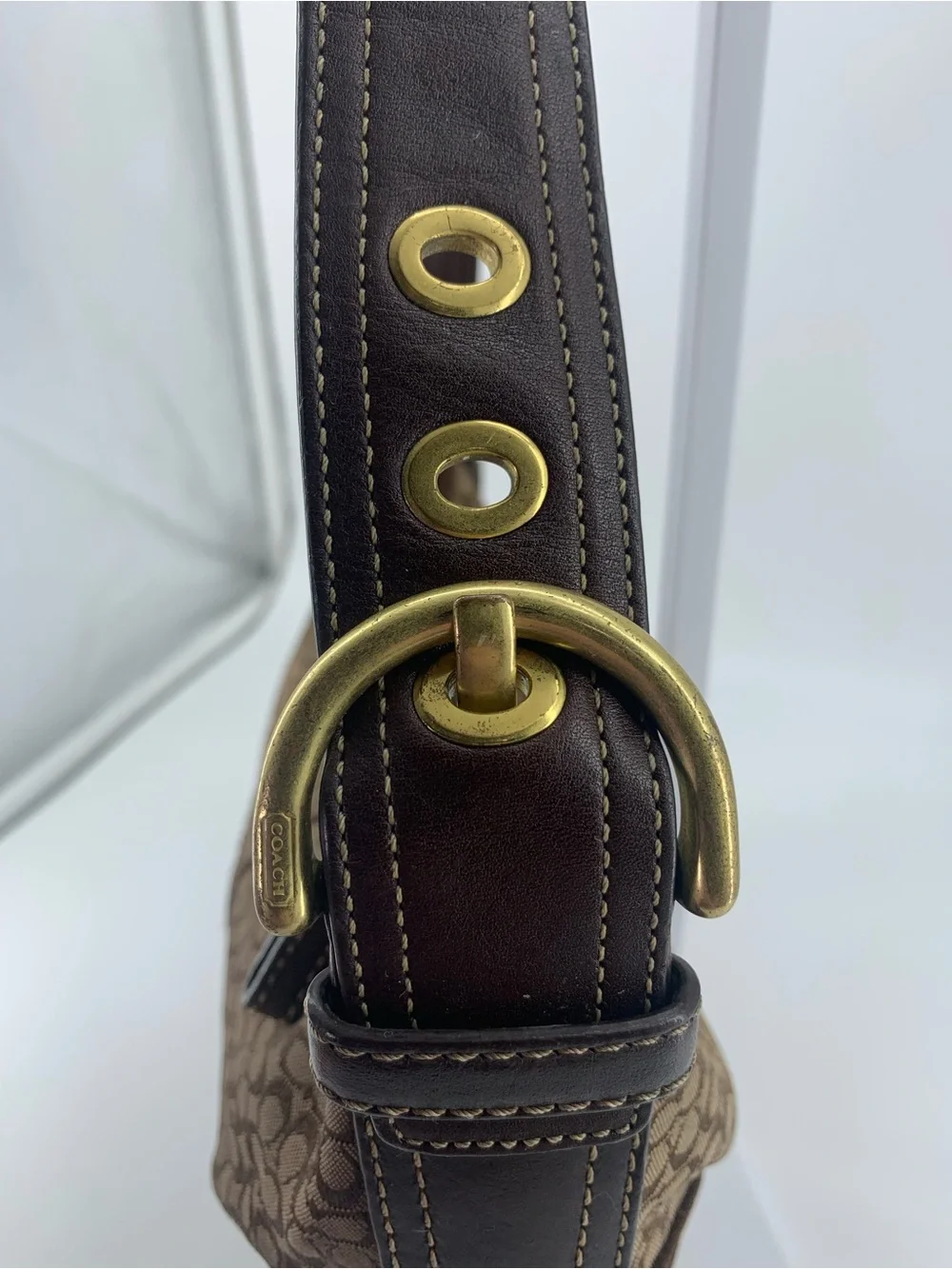 Coach Vintage ‘06 Soho Mini Signature C Jacquard Hobo lLeather & Suede #2154